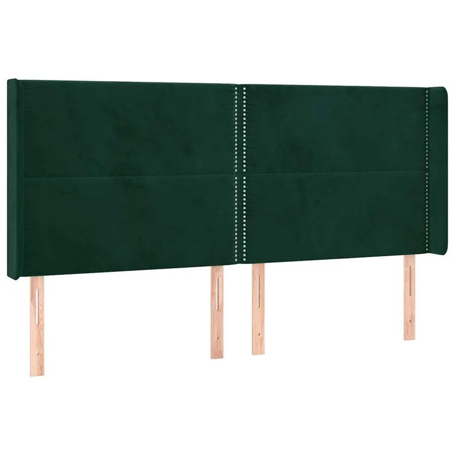 Tête de lit avec oreilles Vert foncé 203x16x118/128 cm Velours - 2