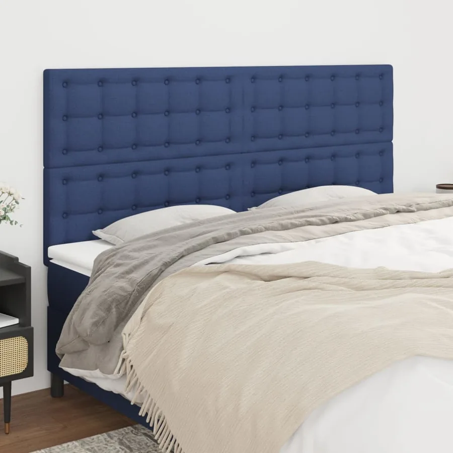 Tête de lit Bleu 200x5x118/128 cm Tissu