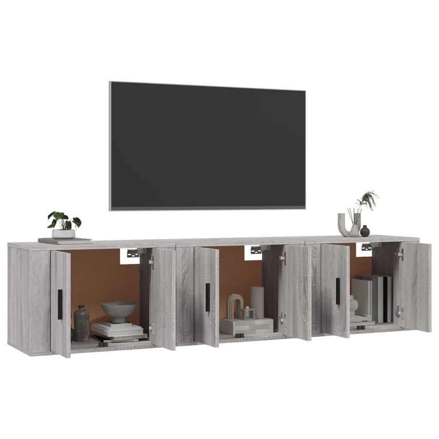Meubles TV muraux 3 pcs sonoma gris 57x34,5x40 cm - 3