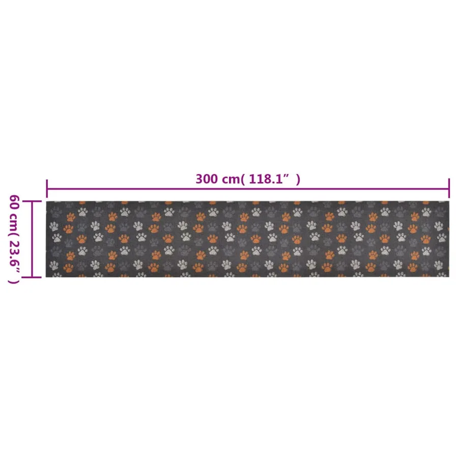 Tapis de cuisine lavable impression de pattes 60x300 cm velours - 5