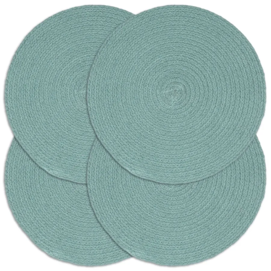 Napperons 4 pcs Vert Plain 38 cm Rond Coton