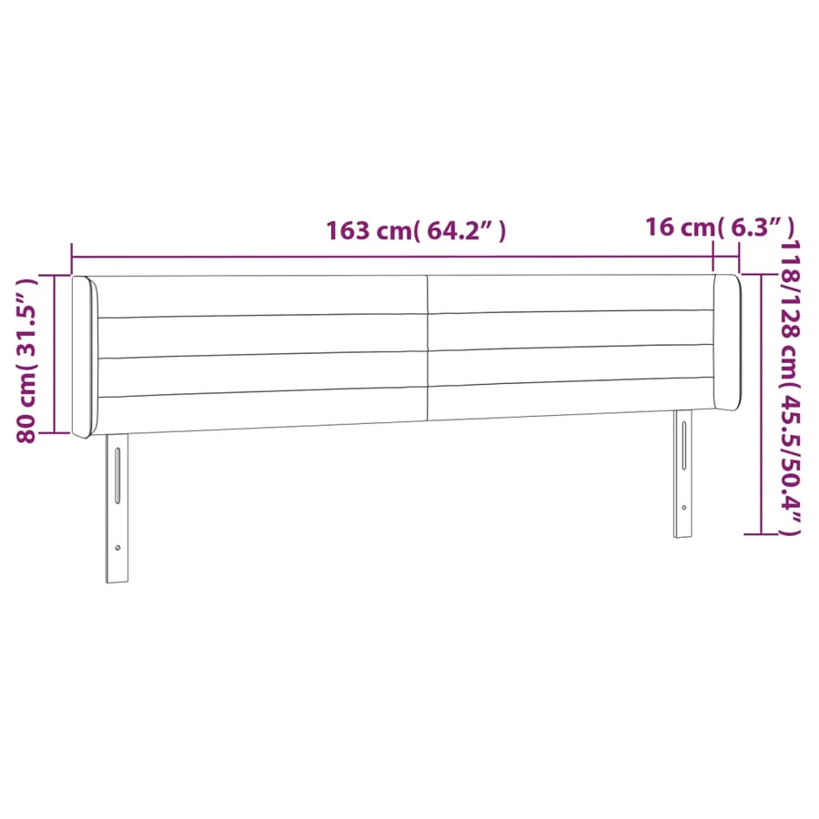 Tête de lit avec oreilles Crème 163x16x78/88 cm Tissu - 9