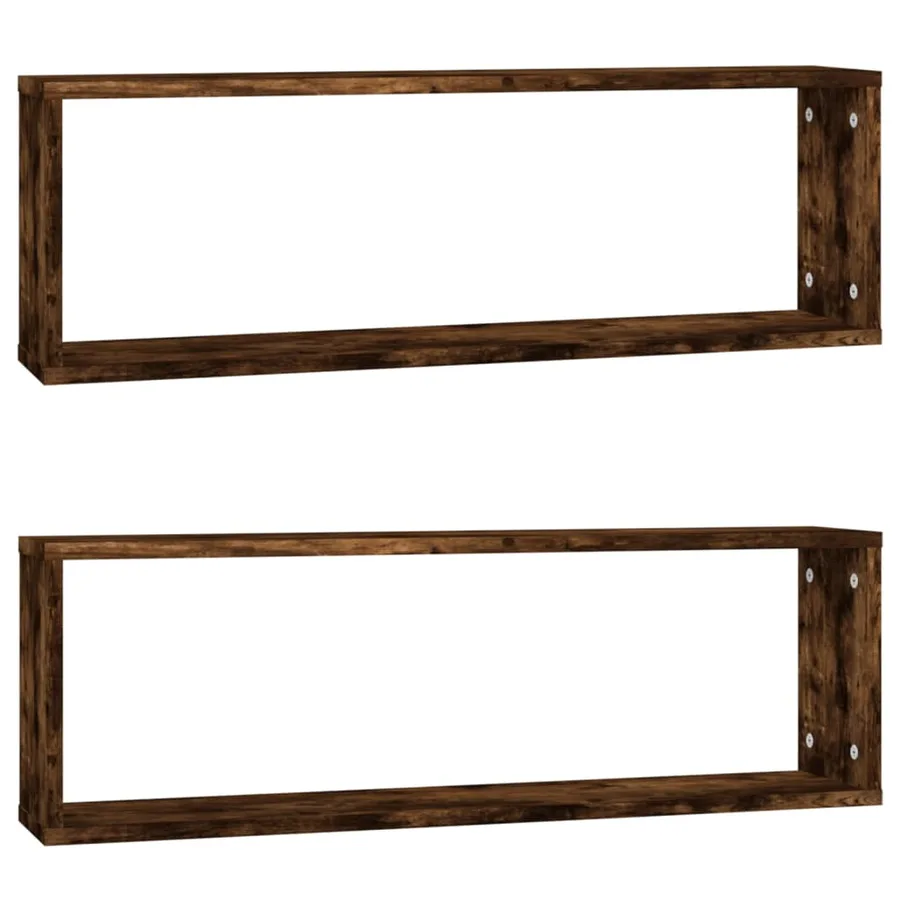 Étagères murales cubiques 2 pcs Chêne fumé 80x15x26,5 cm - 2