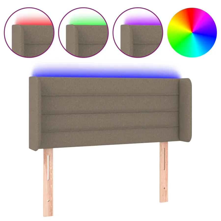 Tête de lit à LED Taupe 103x16x78/88 cm Tissu - 2