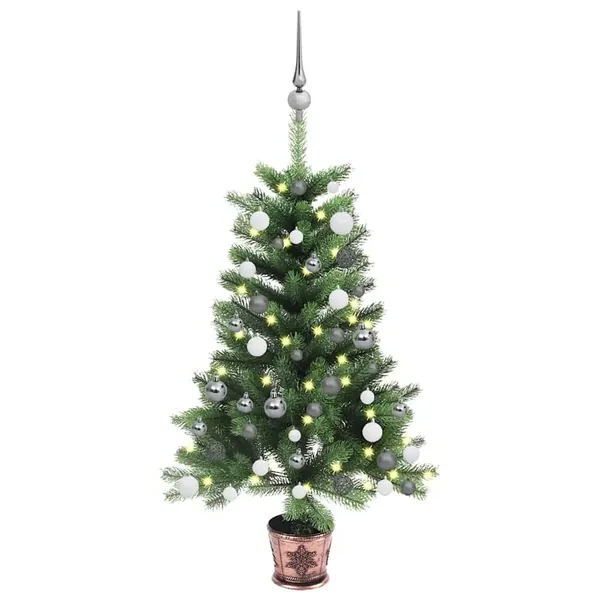 Arbre de Noël artificiel pré-éclairé et boules 65 cm vert