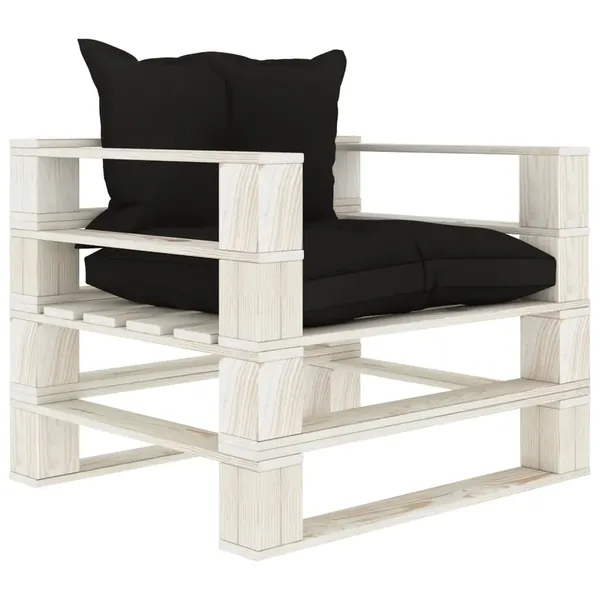Canapé palette de jardin avec coussins noir Bois