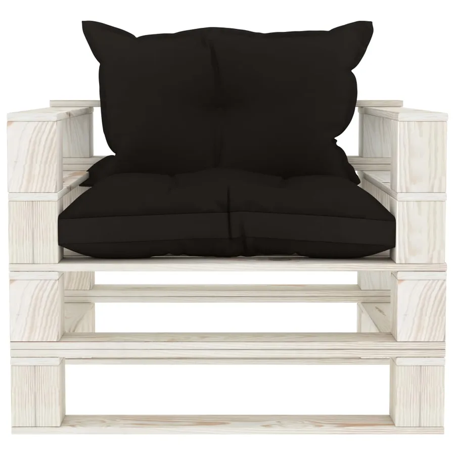 Canapé palette de jardin avec coussins noir Bois - 2