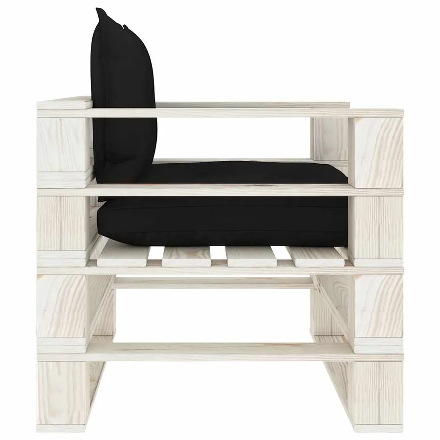 Canapé palette de jardin avec coussins noir Bois - 3