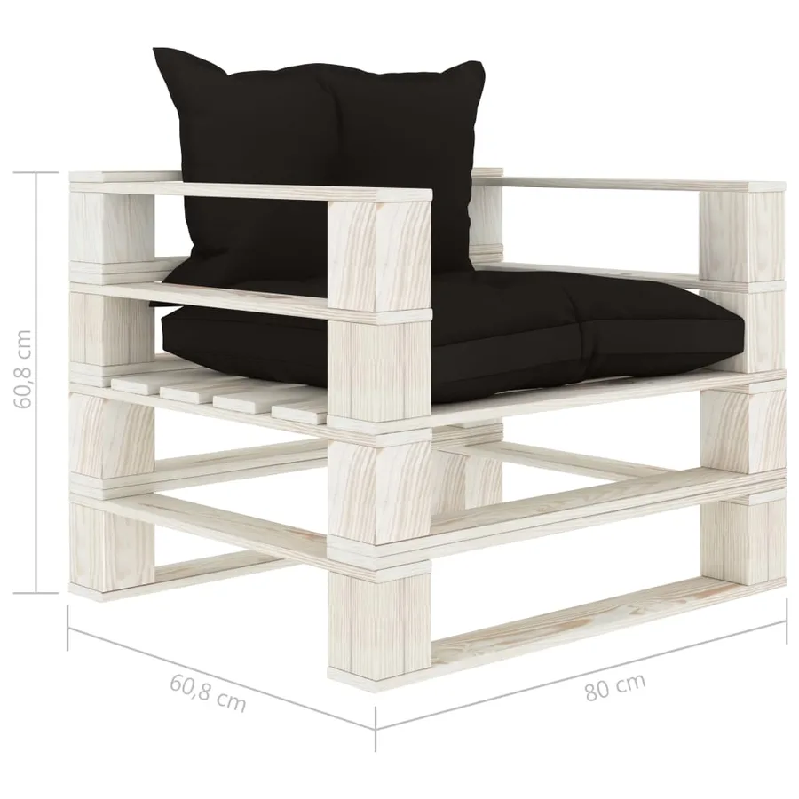 Canapé palette de jardin avec coussins noir Bois - 6