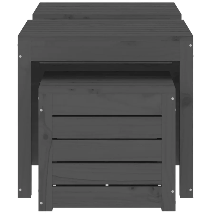 Ensemble de boîtes de jardin 3 pcs gris bois de pin massif - 6