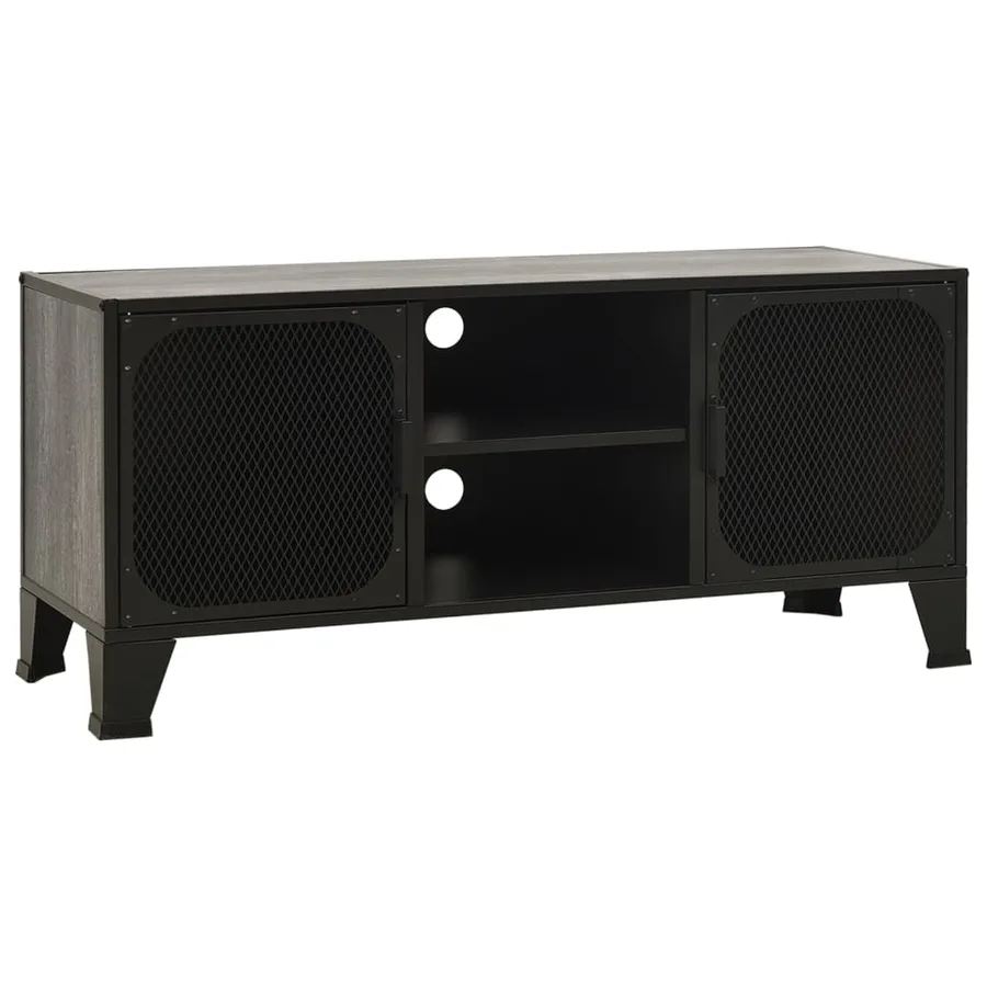 Meuble TV Gris 105x36x47 cm Métal et MDF - 2