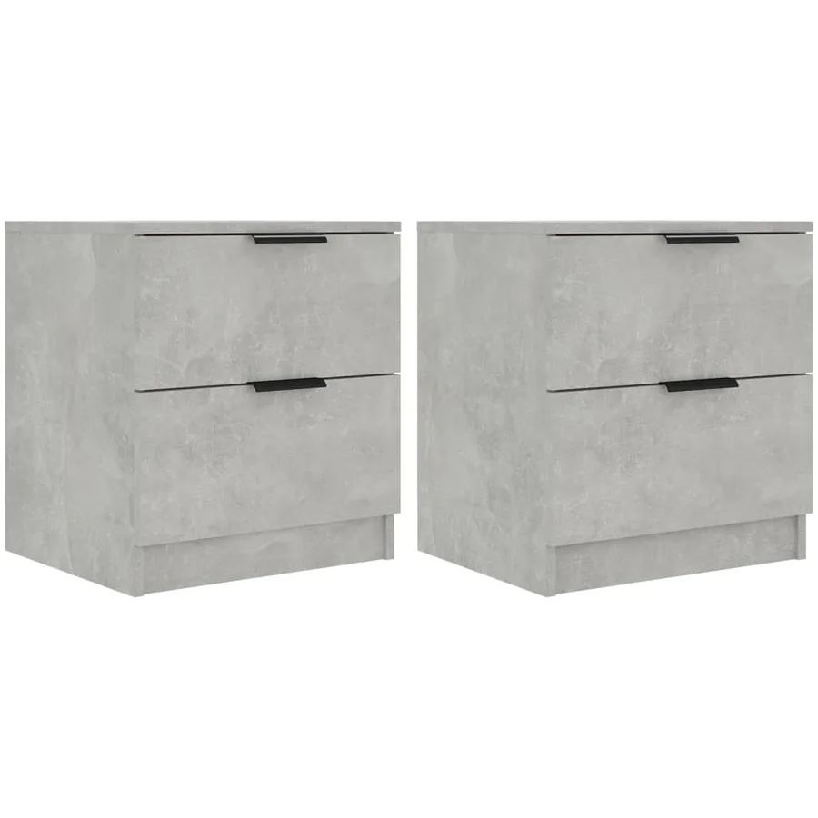 Tables de chevet 2 pcs Gris béton Bois d'ingénierie - 2
