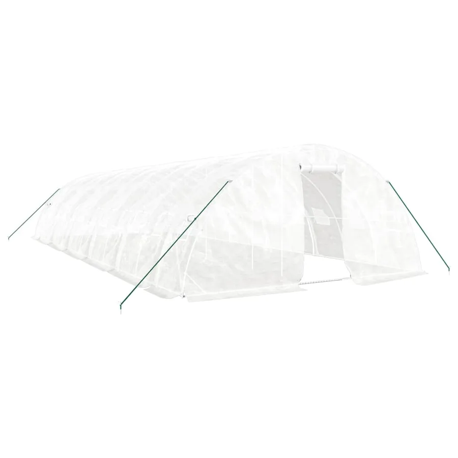 Serre avec cadre en acier blanc 60 m² 12x5x2,3 m - 2