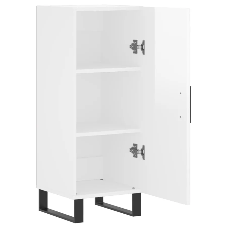 Buffet Blanc brillant 34,5x34x90 cm Bois d'ingénierie - 5