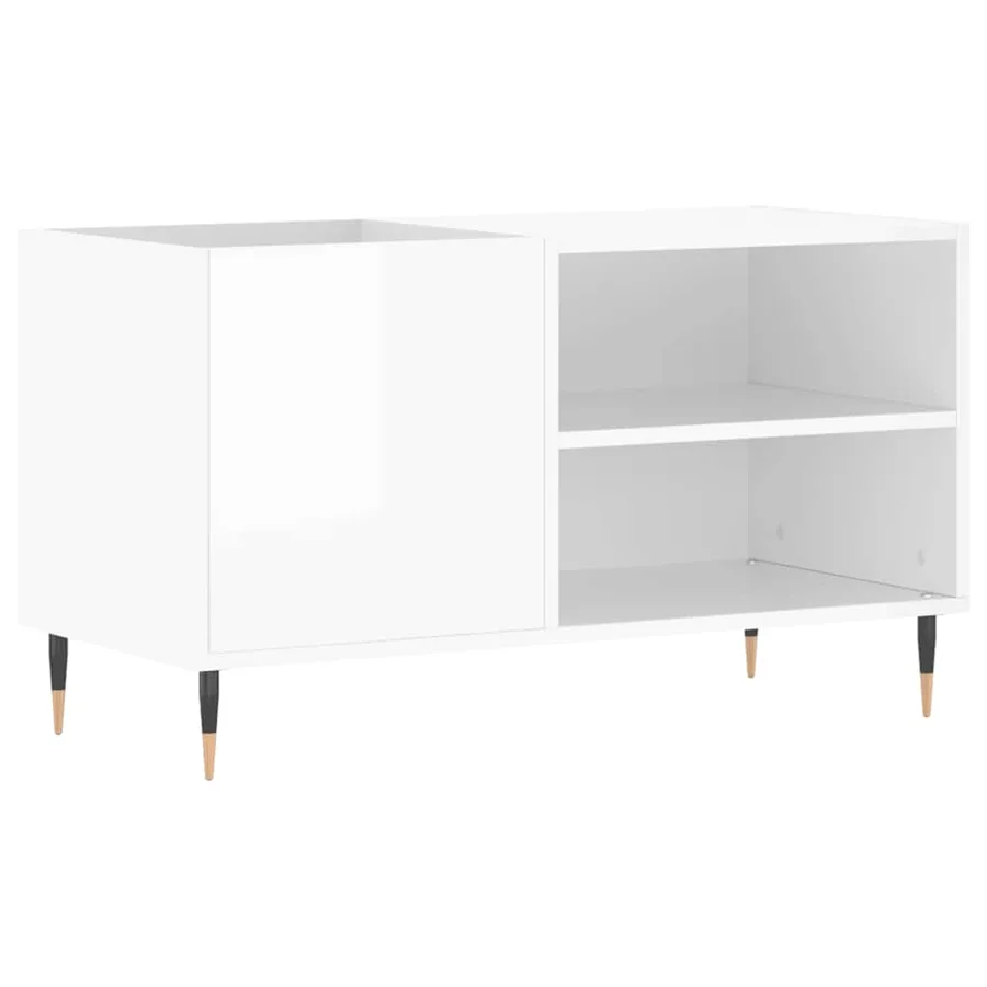 Armoire à disques blanc brillant 85x38x48 cm bois d'ingénierie - 2