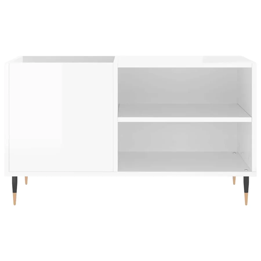 Armoire à disques blanc brillant 85x38x48 cm bois d'ingénierie - 4