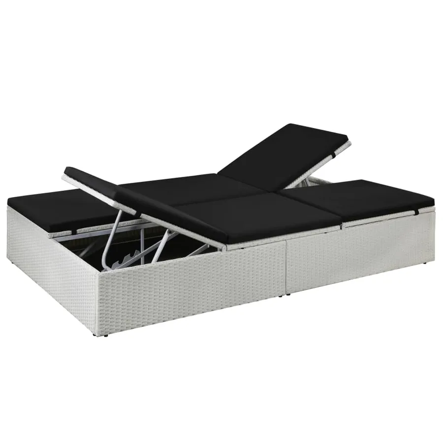 Chaise longue avec coussin Résine tressée Noir - 2