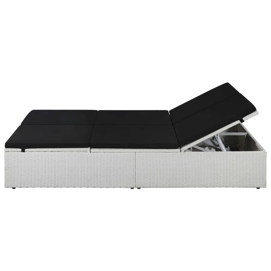 Chaise longue avec coussin Résine tressée Noir - 3