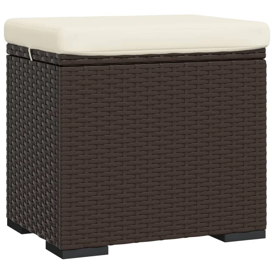 Pouf avec coussin marron 40x30x40 cm résine tressée - 2