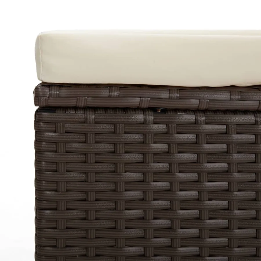 Pouf avec coussin marron 40x30x40 cm résine tressée - 7
