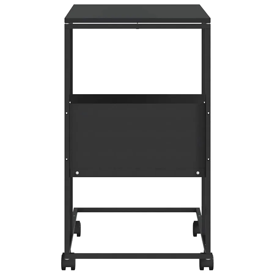 Table d'appoint avec roues noir 55x36x63,5 cm bois d'ingénierie - 5