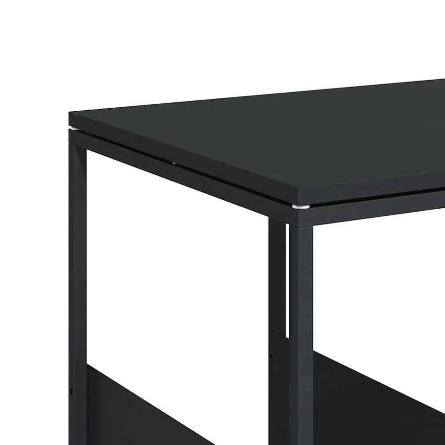 Table d'appoint avec roues noir 55x36x63,5 cm bois d'ingénierie - 7