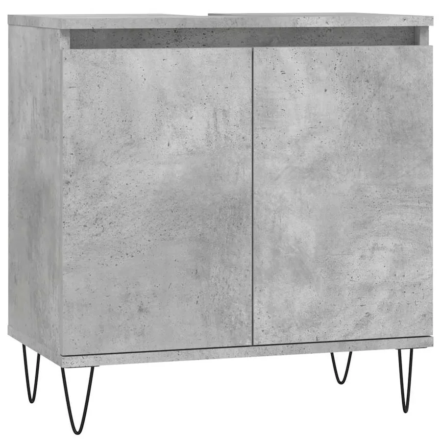 Armoire de bain gris béton 58x33x60 cm bois d'ingénierie - 2