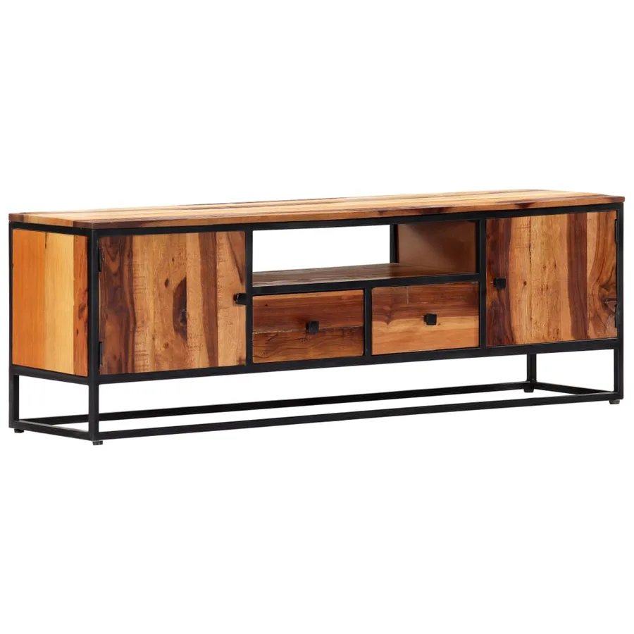 Meuble TV 120 x 30 x 40 cm Bois de récupération massif et acier - 14