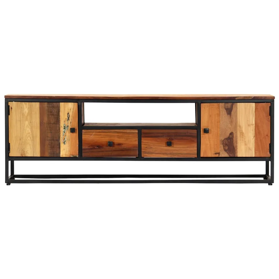Meuble TV 120 x 30 x 40 cm Bois de récupération massif et acier - 3