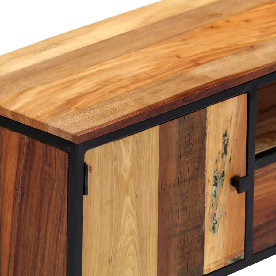 Meuble TV 120 x 30 x 40 cm Bois de récupération massif et acier - 5