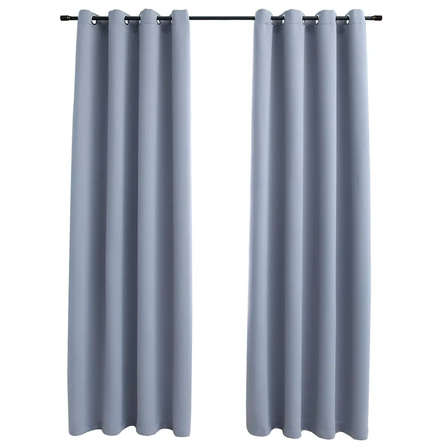 Rideaux occultants avec anneaux en métal 2 pcs Gris 140x245 cm - 2