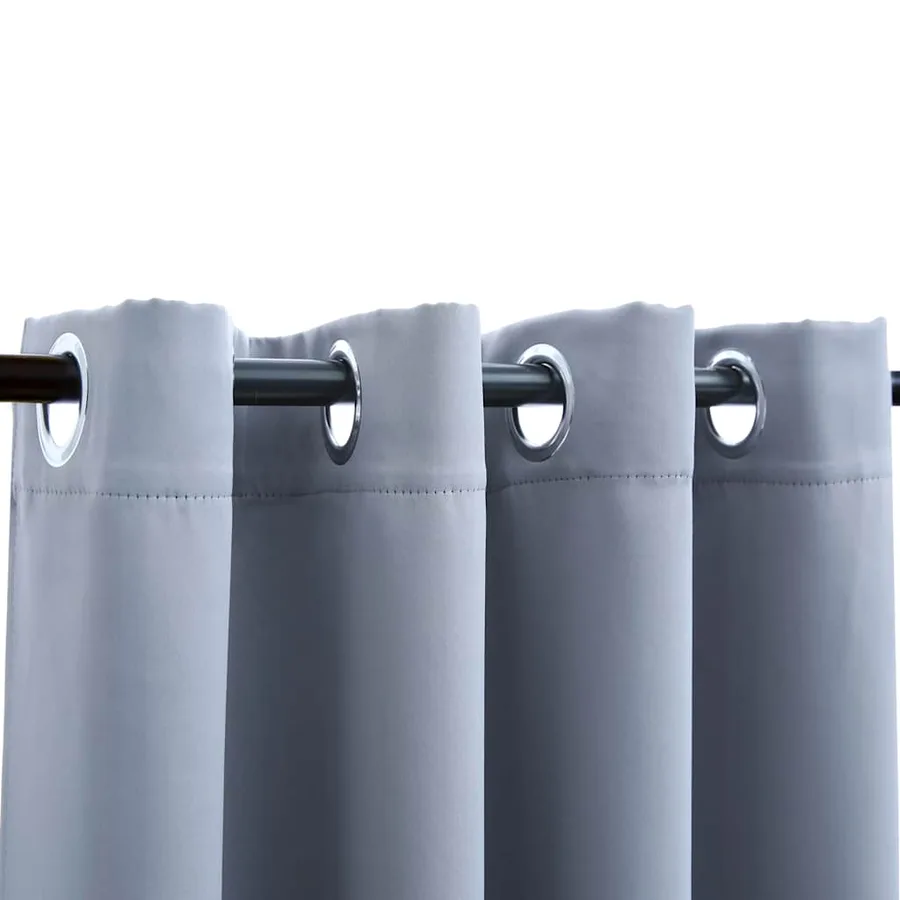 Rideaux occultants avec anneaux en métal 2 pcs Gris 140x245 cm - 3