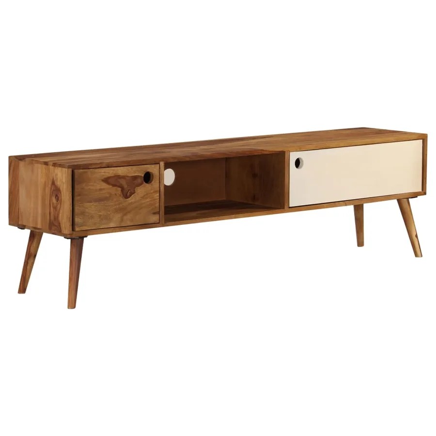 Meuble TV 140x30x40 cm bois massif - 14