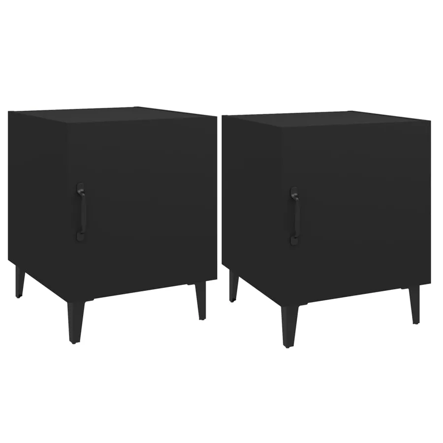 Tables de chevet 2 pcs Noir Bois d'ingénierie - 2