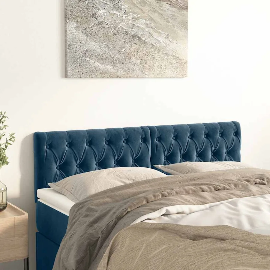 Têtes de lit Bleu foncé 144 x 7 x 78/88 cm Velours