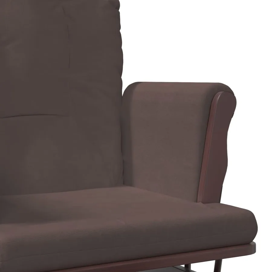 Chaise berçante avec repose-pied Marron Tissu - 8