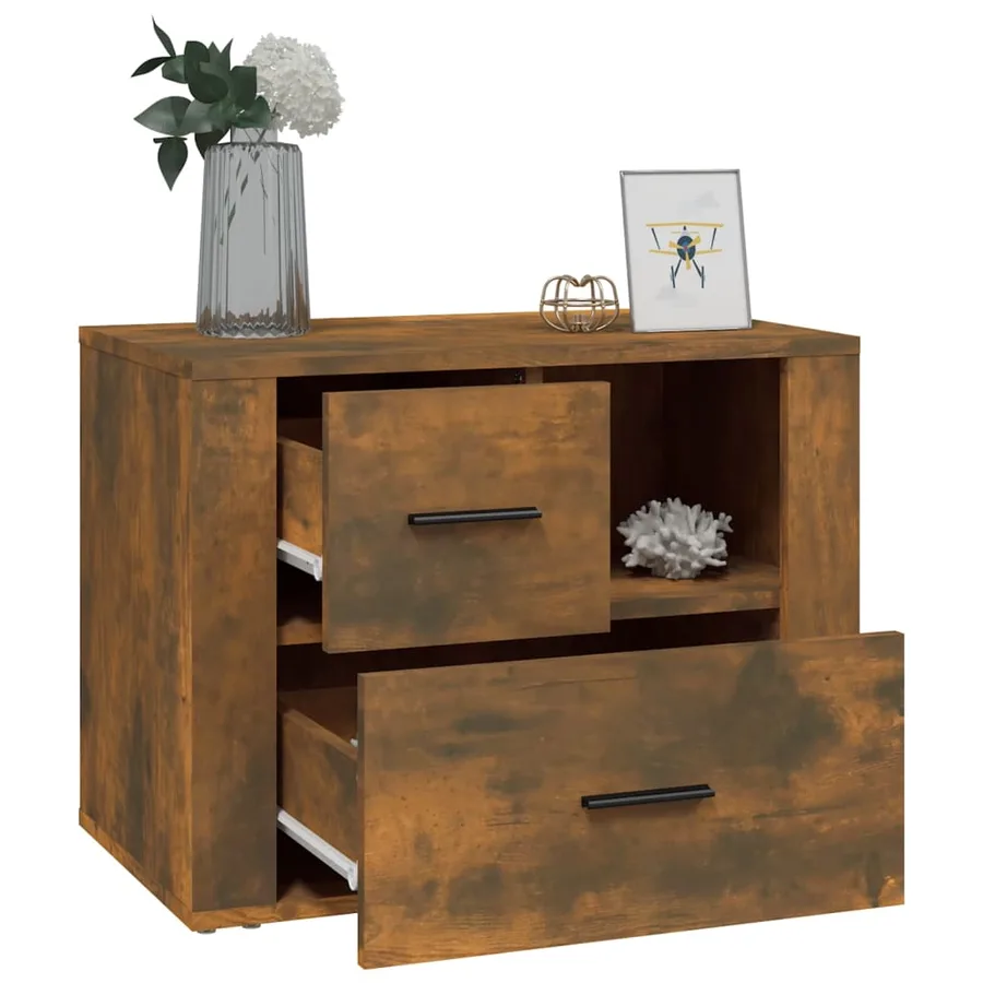 Table de chevet Chêne fumé 60x36x45 cm Bois d'ingénierie - 5