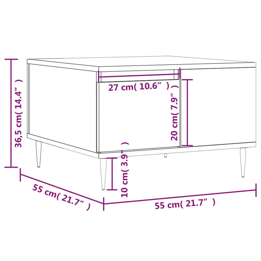 Table basse blanc 55x55x36,5 cm bois d'ingénierie - 11