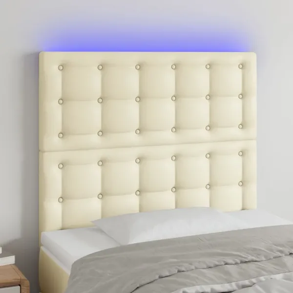 Tête de lit à LED Crème 100x5x118/128 cm Similicuir