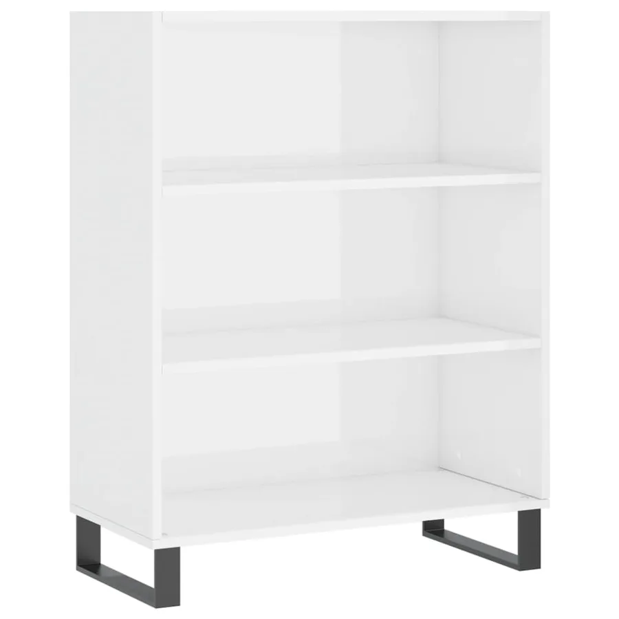 Buffet blanc brillant 69,5x32,5x180 cm bois d'ingénierie - 4