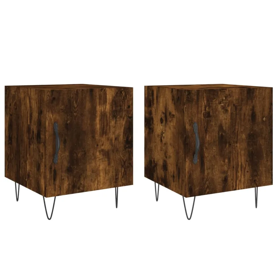 Tables de chevet 2 pcs chêne fumé 40x40x50 cm bois d'ingénierie - 2