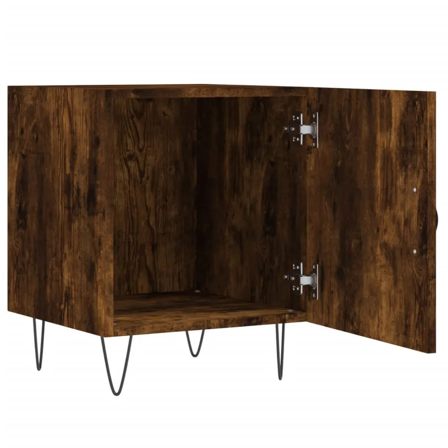 Tables de chevet 2 pcs chêne fumé 40x40x50 cm bois d'ingénierie - 8