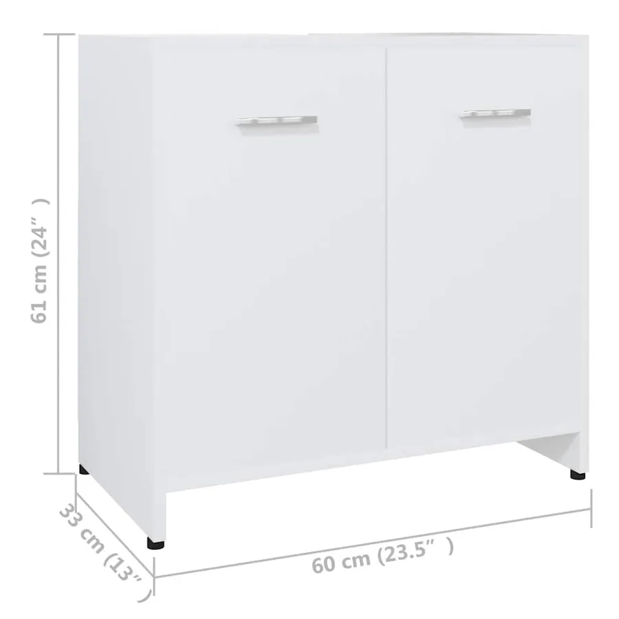 Armoire de salle de bain Blanc 60x33x61 cm Bois d'ingénierie - 10