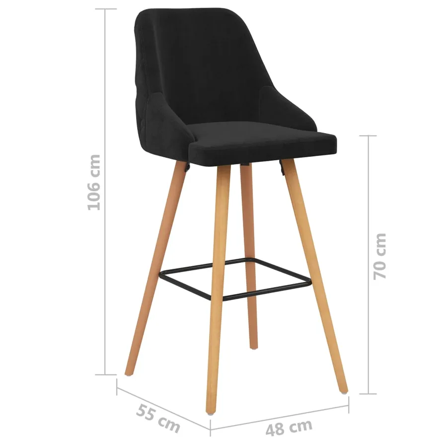 Tabourets de bar lot de 2 noir velours - 7