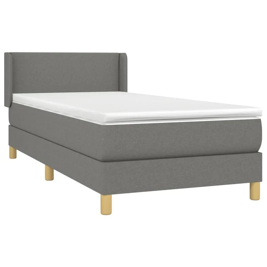 Sommier à lattes de lit avec matelas Gris foncé 90x200 cm Tissu - 3