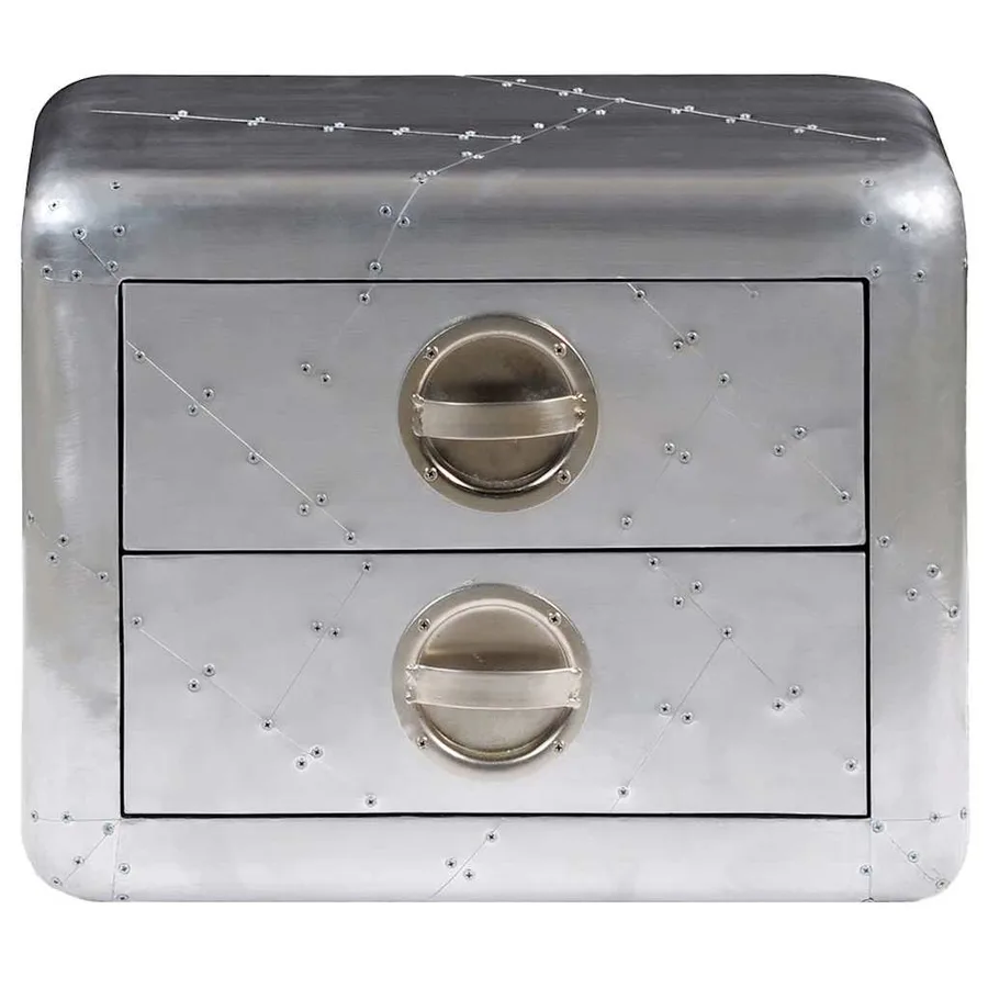 Table de coin avec 2 tiroirs vintage style d'aviation - 4
