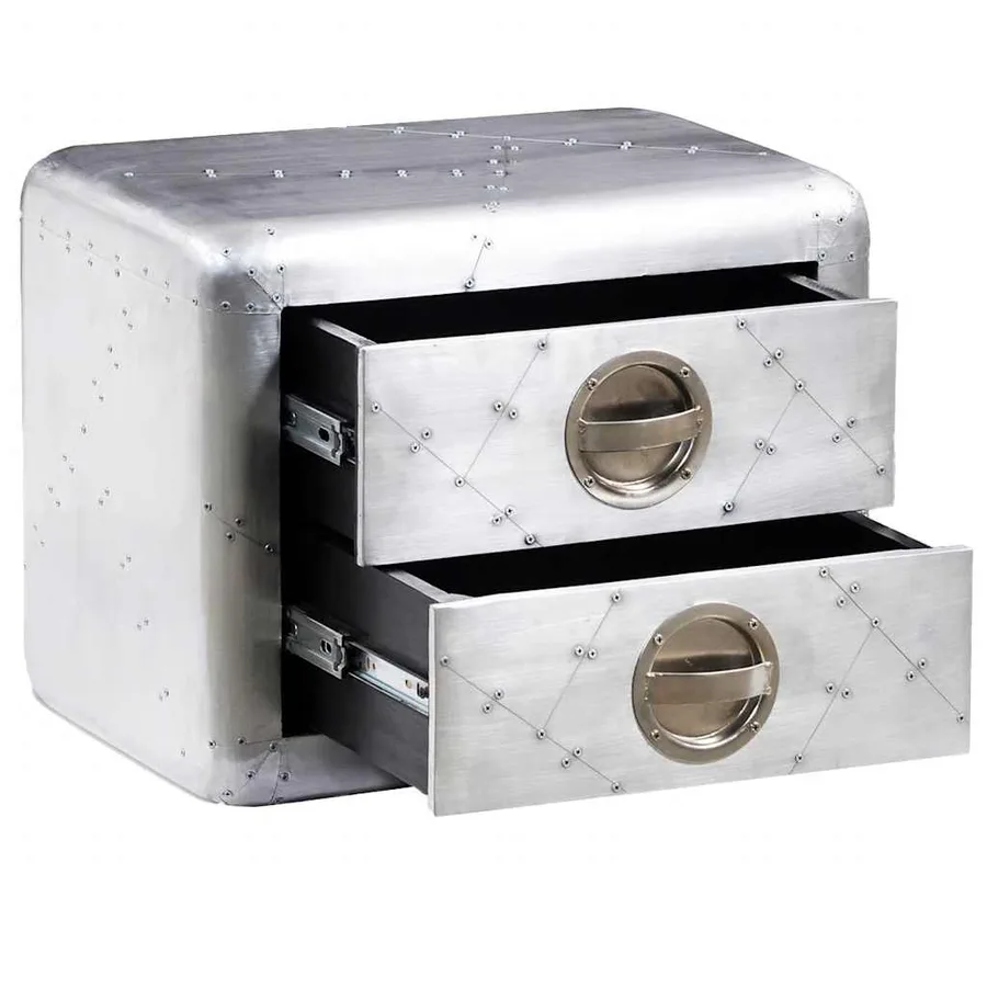 Table de coin avec 2 tiroirs vintage style d'aviation - 5