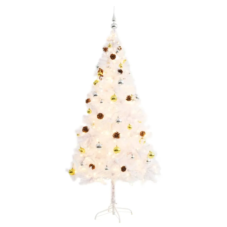 Arbre de Noël artificiel pré-éclairé avec boules blanc 180 cm - 2