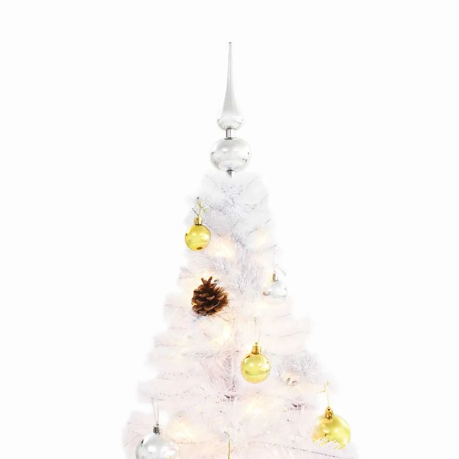 Arbre de Noël artificiel pré-éclairé avec boules blanc 180 cm - 5