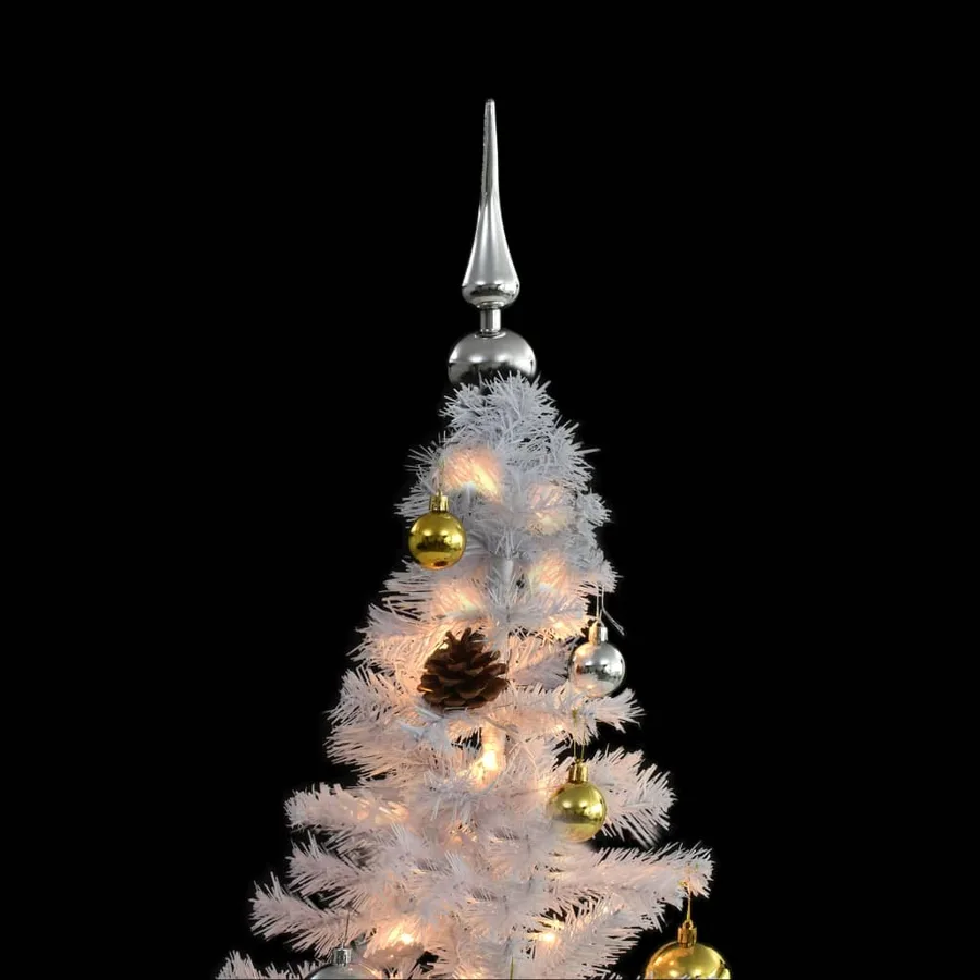 Arbre de Noël artificiel pré-éclairé avec boules blanc 180 cm - 6